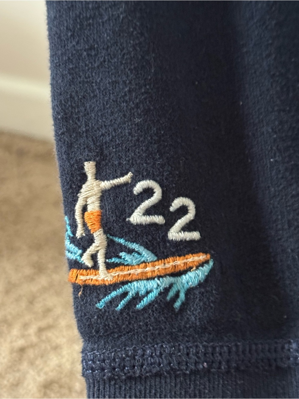 Hollister Dark Navy Crewneck Sweatshirt with Sleeve Embroidery - Picture 2 of 6